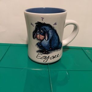 Disney Store Winnie the Pooh Eeyore Coffee Cup 2 Sided Mug 12 oz blue Inside